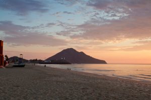 The sun rises over the Sea of Cortez in San Felipe, Mexico.